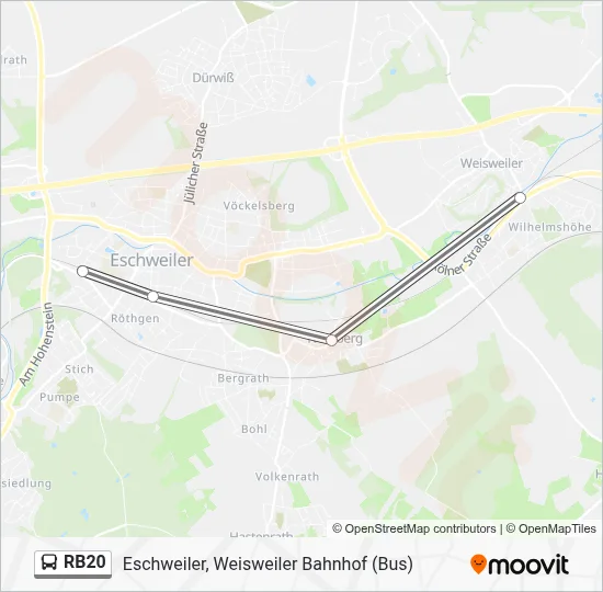 Buslinie RB20 Karte