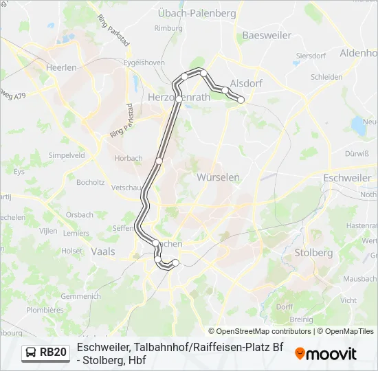 Buslinie RB20 Karte