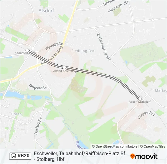 Buslinie RB20 Karte