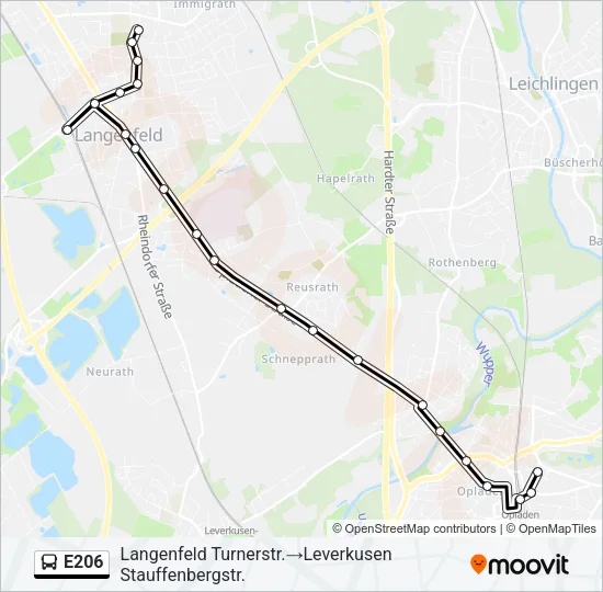 E206 Bus Line Map