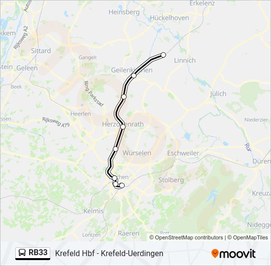 Автобус RB33: карта маршрута