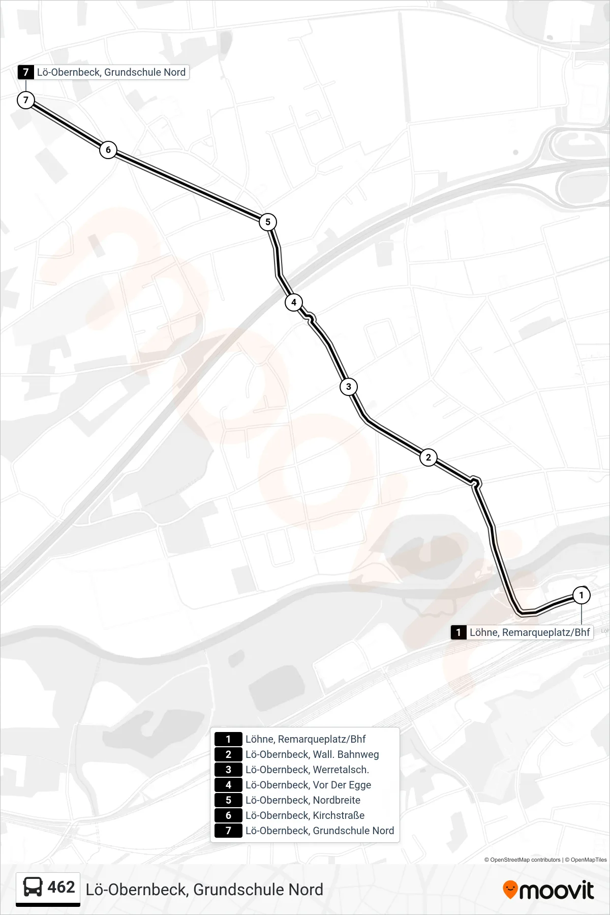 Linie 462 (Bus) Richtung Lö-Obernbeck, Grundschule Nord: Route und Haltestellen auf der Karte