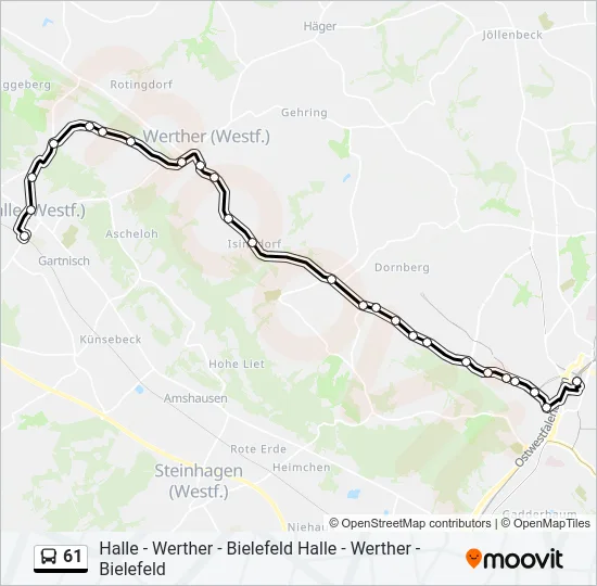61 Bus Line Map