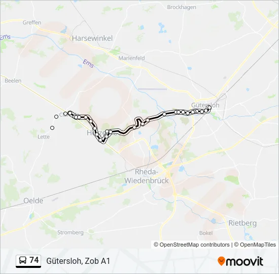 74 Bus Line Map