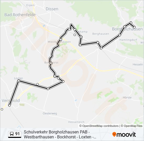 91 bus Line Map