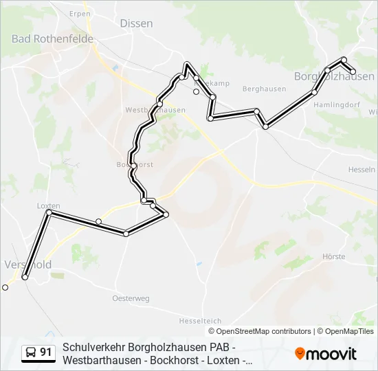91 Bus Line Map