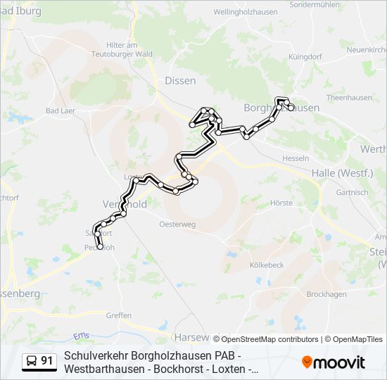 91 bus Line Map