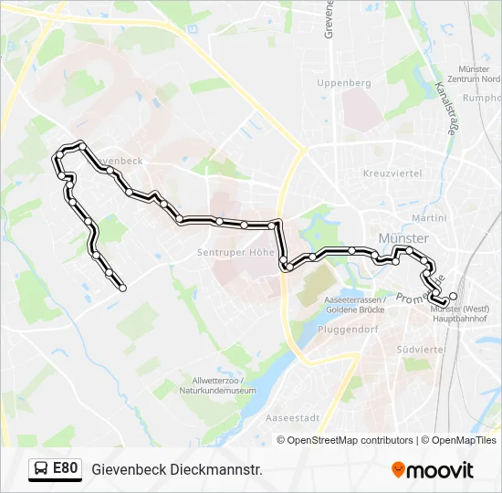 E80 Bus Line Map