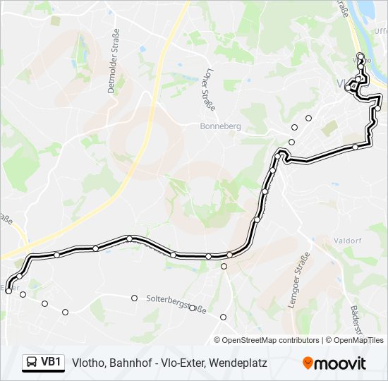 Автобус VB1: карта маршрута