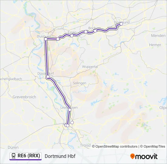 RE6 (RRX) Train Line Map