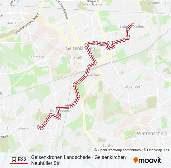 E22 Bus Line Map