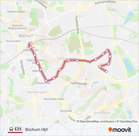 E25 bus Line Map