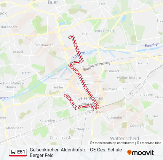 E51 Bus Line Map