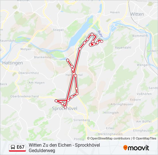 E67 bus Line Map