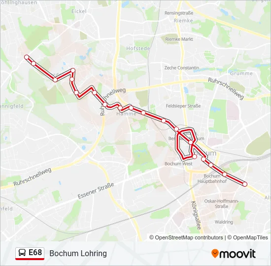 E68 Bus Line Map