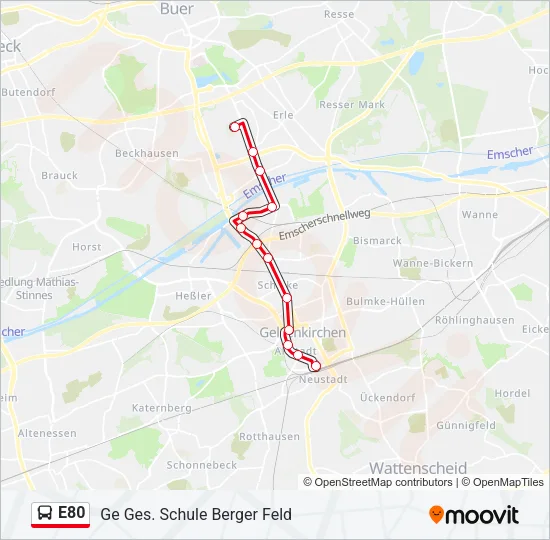 E80 Bus Line Map