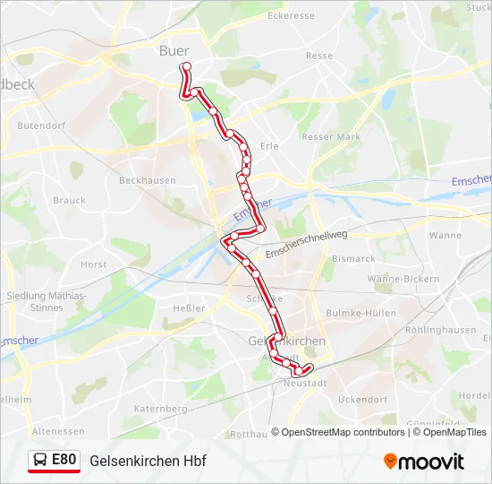 E80 Bus Line Map