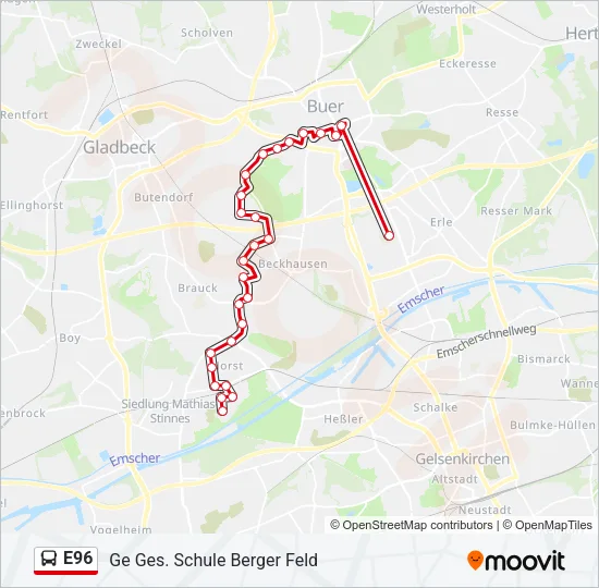 E96 Bus Line Map