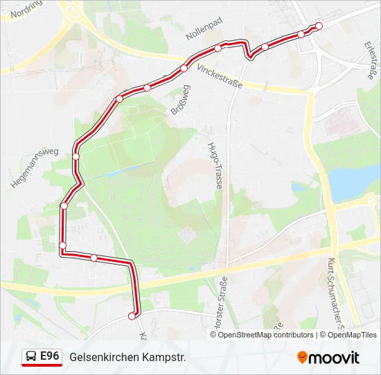 E96 Bus Line Map