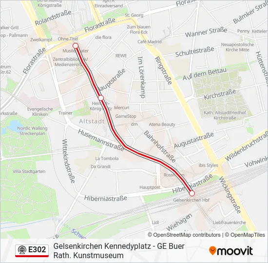 Метро E302: карта маршрута