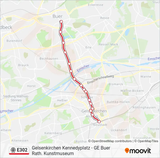 Метро E302: карта маршрута