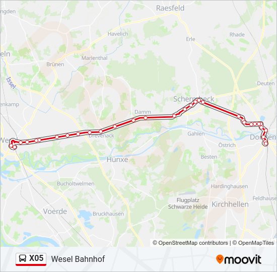 X05 Bus Line Map