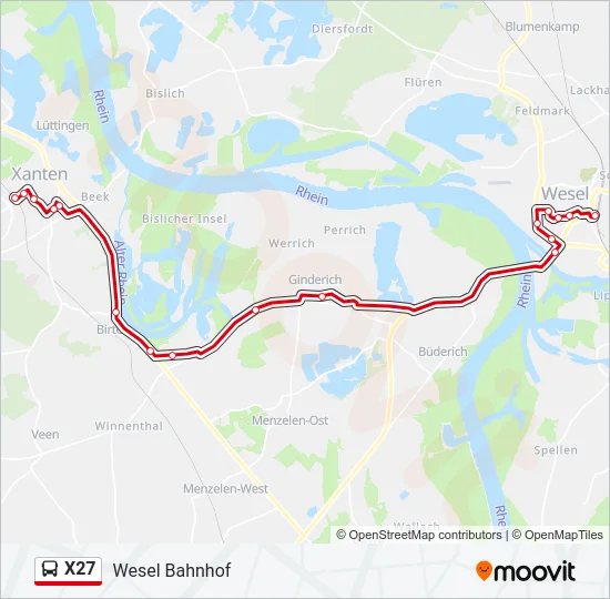 X27 Bus Line Map