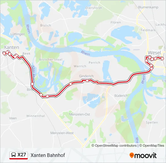 X27 Bus Line Map