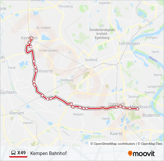 X49 Bus Line Map