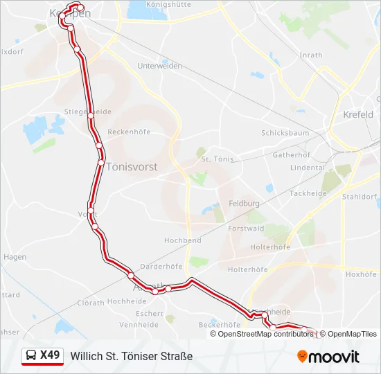 X49 Bus Line Map
