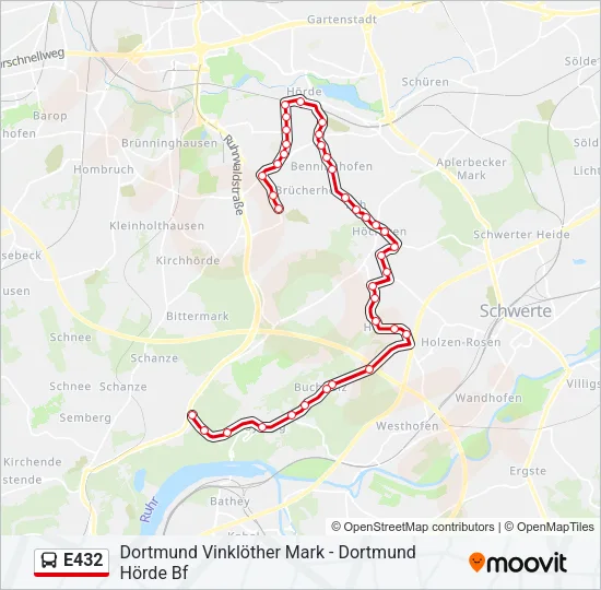 E432 Bus Line Map