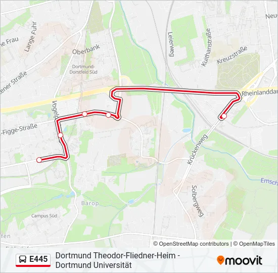 E445 Bus Line Map