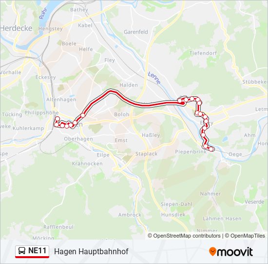 NE11 bus Line Map