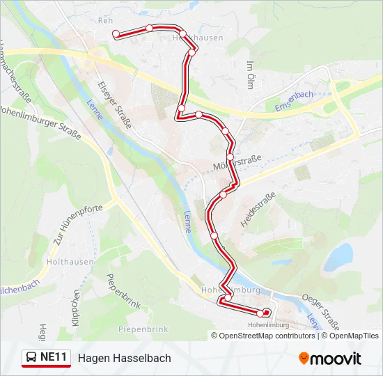 NE11 Bus Line Map