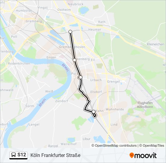 Автобус S12: карта маршрута