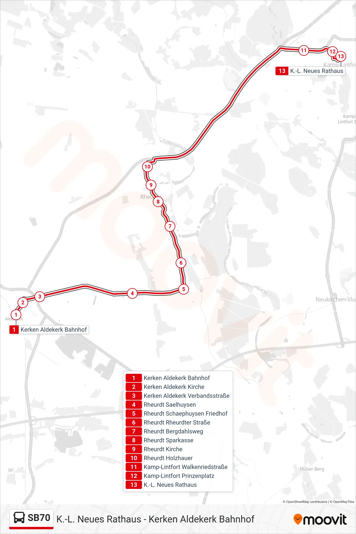 Linie SB70 (Bus) Richtung K.-L. Neues Rathaus: Route und Haltestellen auf der Karte