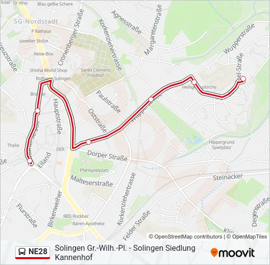 NE28 Bus Line Map
