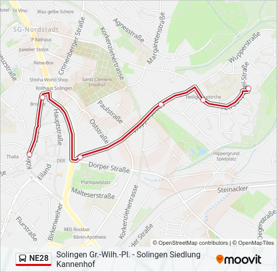 NE28 Bus Line Map