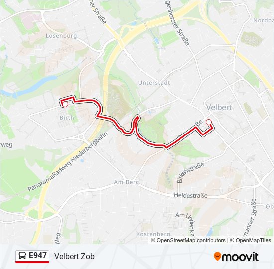 E947 bus Line Map