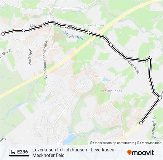 E236 bus Line Map