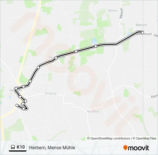 K10 Bus Line Map