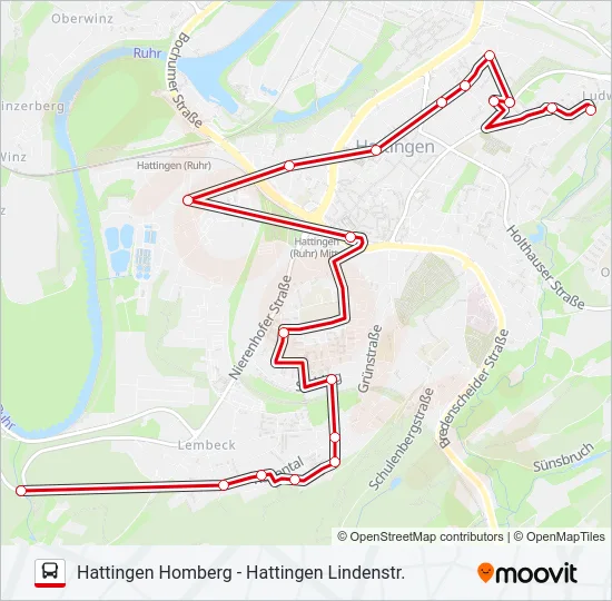Автобус BÜRGERBUS HATTINGEN LINIE1: карта маршрута