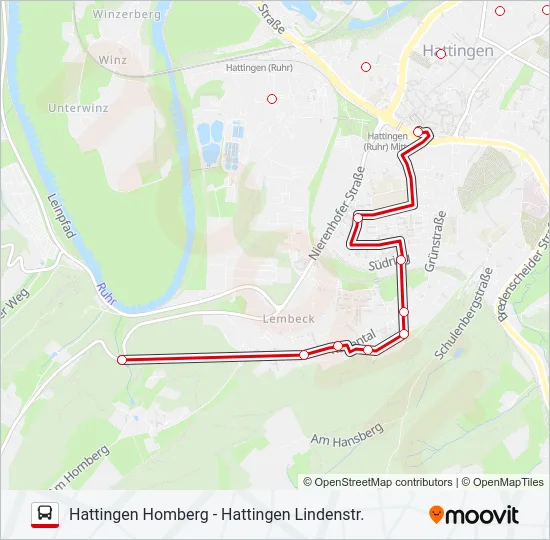 Автобус BÜRGERBUS HATTINGEN LINIE1: карта маршрута