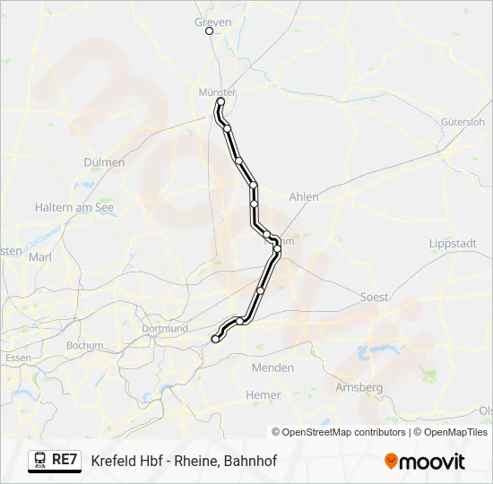 Поезд RE7: карта маршрута