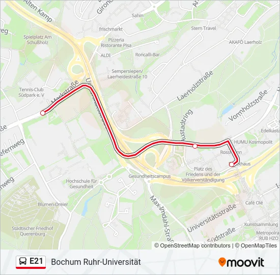 E21 Bus Line Map