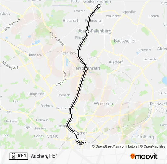 Поезд RE1: карта маршрута