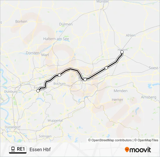 Поезд RE1: карта маршрута