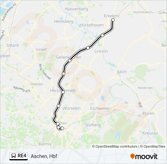 Автобус RE4: карта маршрута