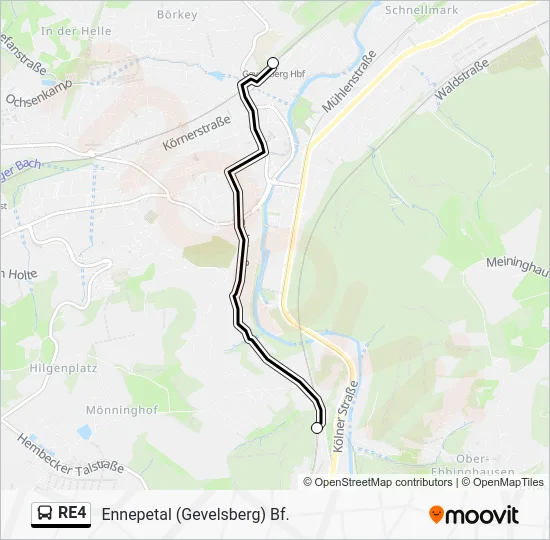 Автобус RE4: карта маршрута