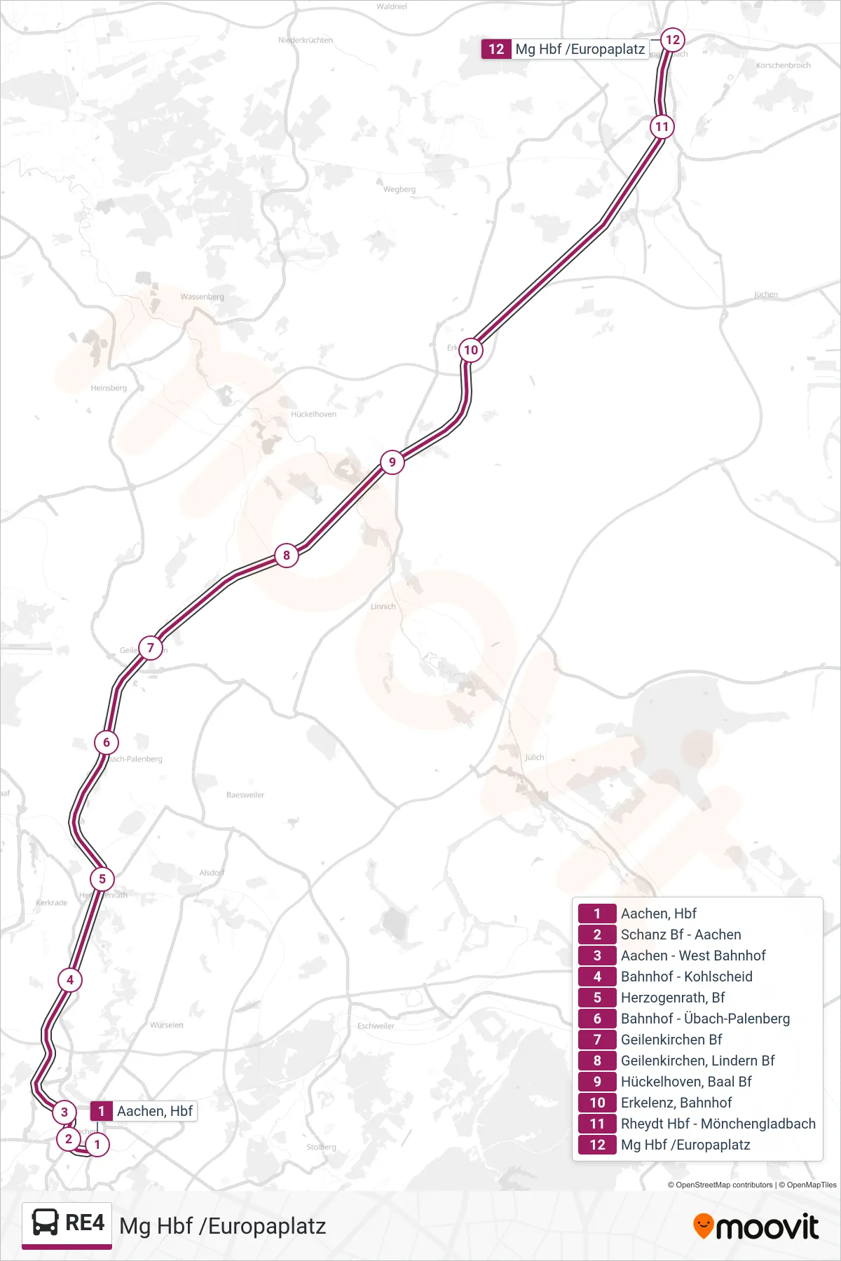 RE4 bus Line (Mg Hbf /Europaplatz) route and stops on a map